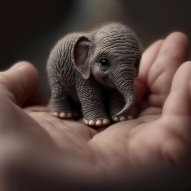 Um elefante bebê com um fundo preto e a palavra elefante nele.