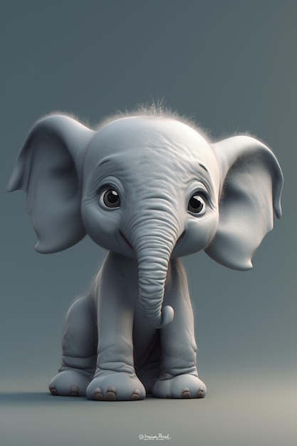 Um elefante bebê com uma orelha grande.