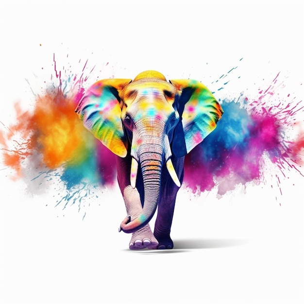 um elefante com cores diferentes