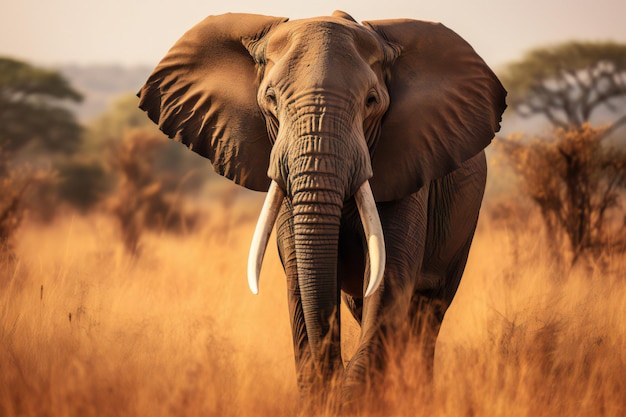 Um elefante inspirador de pé na savana africana Estilo 3