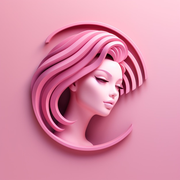 Foto um elegante logotipo de cabelo rosa 3d para mulheres