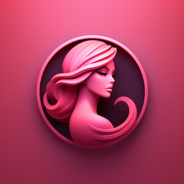 Foto um elegante logotipo de cabelo rosa 3d para mulheres
