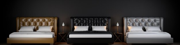 Foto um elegante quarto monocromático com várias camas