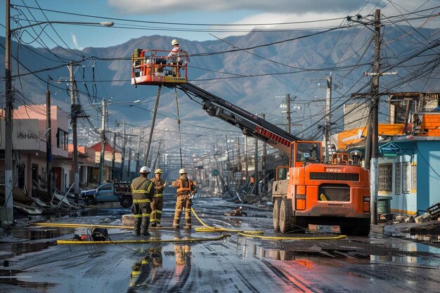 Foto um elevador de barra sendo usado para operações de resgate