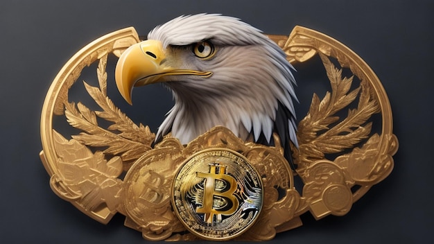 Um emblema de águia majestosa para criptomoeda estilo Bitcoin