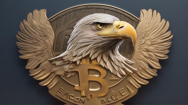 Um emblema de águia majestosa para criptomoeda estilo Bitcoin