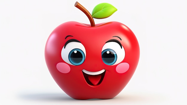 Um emoji fofo de maçã com uma expressão de surpresa gerada por IA