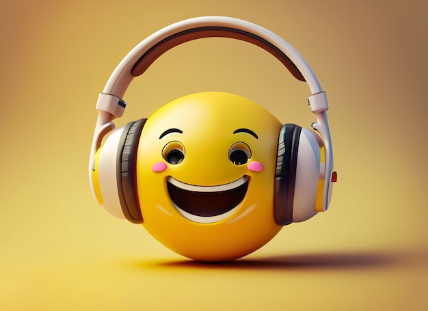 Um emoji sorridente com um telefone aquecido em um fundo amarelo Dia Mundial do Sorriso