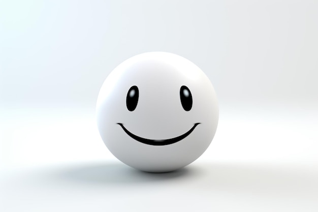 Um emoji sorridente criado em 3D contra um fundo branco suavemente desfocado Generative Ai