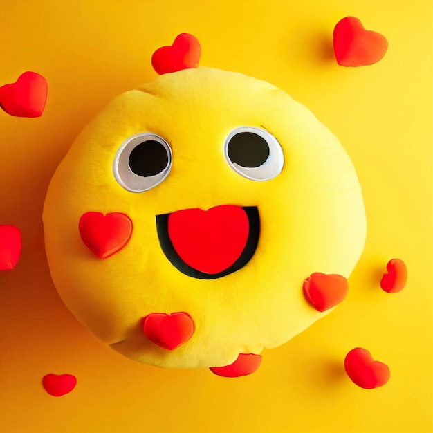 Foto um emoticon amarelo com corações