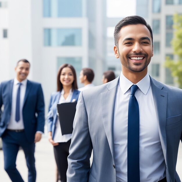 Um empregado inteligente de uma empresa com um homem confiante.