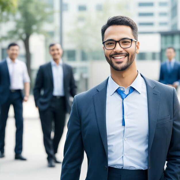 Um empregado inteligente de uma empresa com um homem confiante.