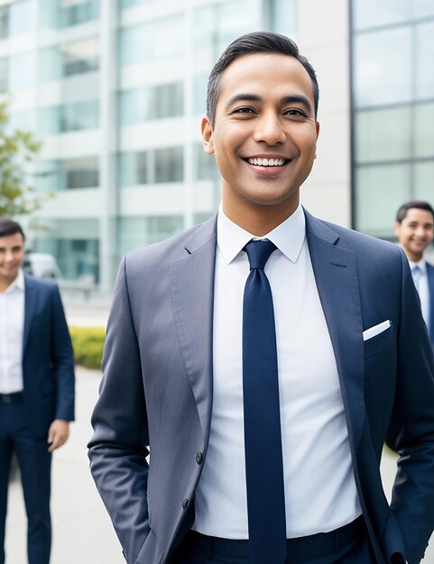 Um empregado inteligente de uma empresa com um homem confiante.