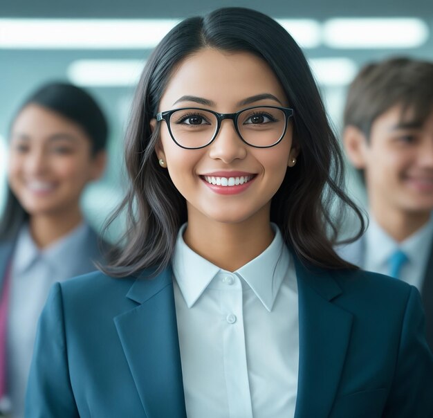 Um empregado inteligente de uma empresa com um homem confiante.