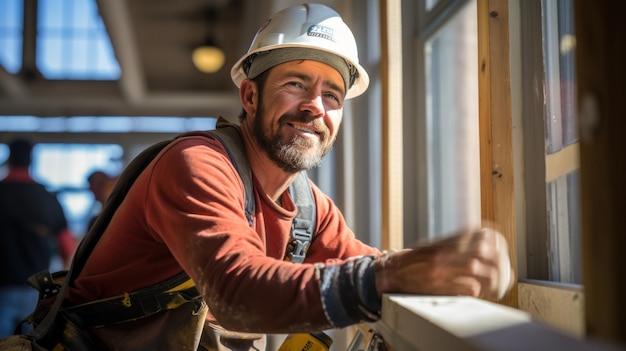 Um empreiteiro revisa os planos de uma casa em renovação