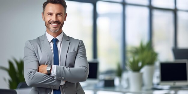 Um empresário autoconfiante em uma postura equilibrada