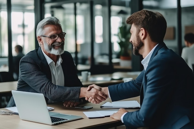 Um empresário sênior a apertar a mão.