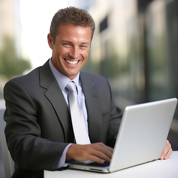 Foto um empresário sorridente. foto gerada por ai.