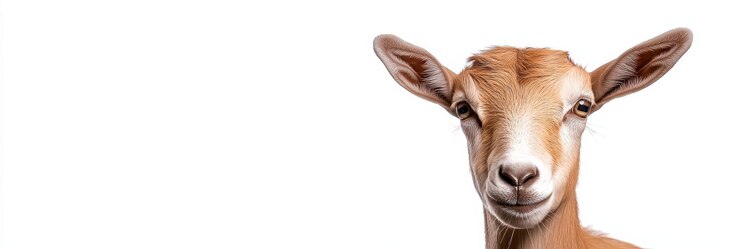Foto um encantador retrato em close-up de uma cabra jovem com olhos curiosos e uma expressão amigável