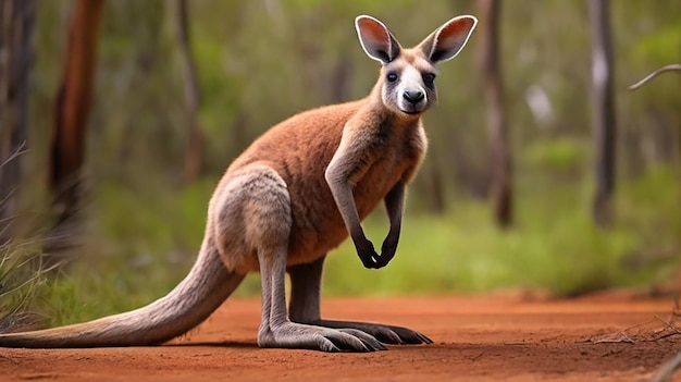 Foto um encontro de fotógrafos com a majestade do canguru vermelho no interior da austrália