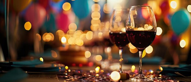 Um encontro num restaurante amplifica o amor com vinho tinto à mão uma festa de aniversário vibrante com balões C