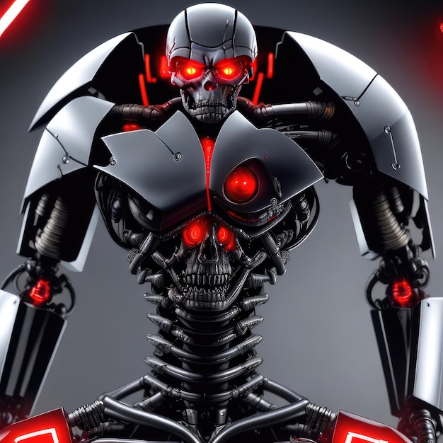 Um endosqueleto ameaçador do Terminator olha