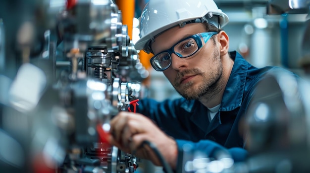 Um engenheiro a testar o equipamento