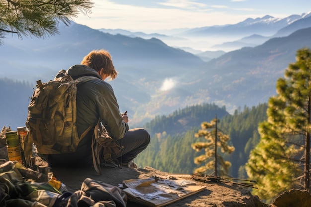 Um entusiasta de atividades ao ar livre dá vida a uma paisagem de tirar o fôlego na tela