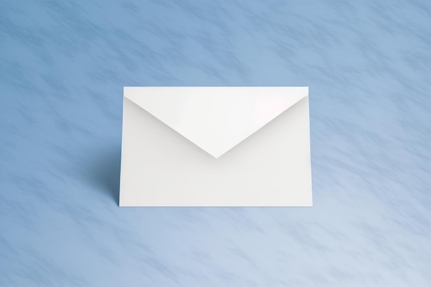 Um envelope branco com uma carta em um fundo azul.