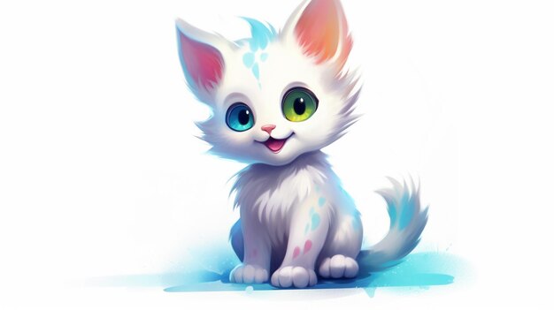 Foto um esboço de um gatinho fofo pintado no estilo de ia generativa