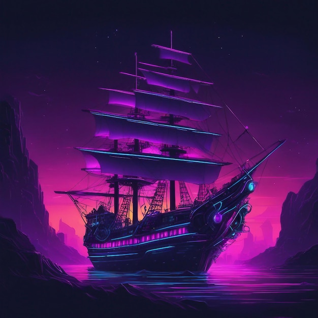 Um esboço de um navio pirata gerado por uma imagem
