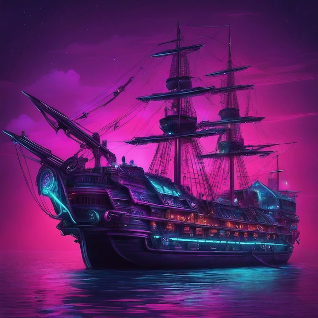 Um esboço de um navio pirata gerado por uma imagem
