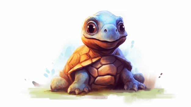 um esboço de uma pequena tartaruga pintada no estilo IA Generativa