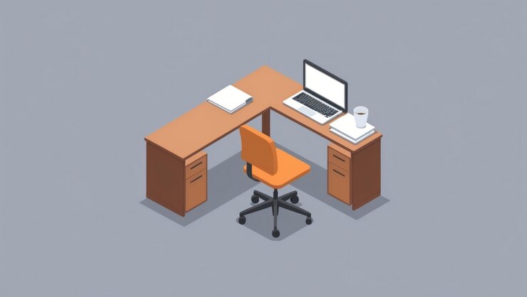 Foto um escritório moderno com móveis brilhantes e design minimalista
