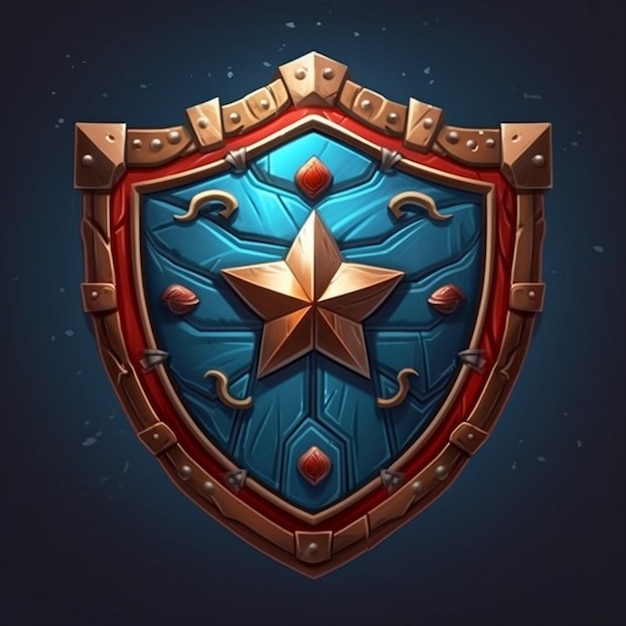 Um escudo azul com uma estrela generativa ai