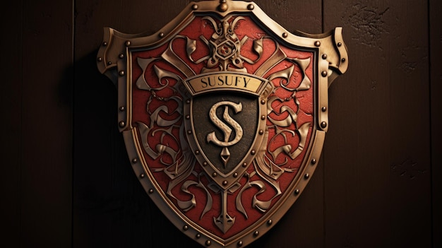 Foto um escudo com uma chave nele que sassed