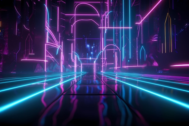 Um escuro, futurista, neon, neon, neon, neon, neon, papel de parede, papel de parede, papel de parede, papéis de parede, fundo de arte