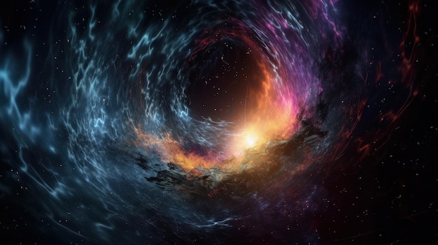 Um espaço colorido cheio de estrelas e uma IA geradora de buracos negros