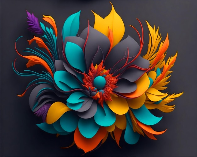 um espaço de cópia de arte de padrão floral de flor colorida criado com IA