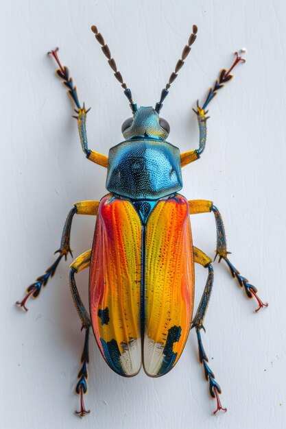 Foto um espantoso besouro parecido com uma jóia, de cores vibrantes