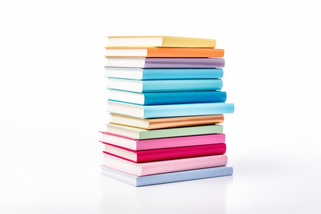 Um espetacular conjunto de livros coloridos isolados sobre um fundo branco