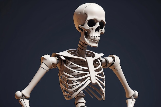 Um esqueleto de desenho animado em um fato de múmia com uma bandagem em ai generativa