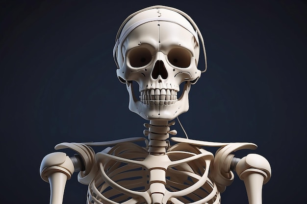 Um esqueleto de desenho animado em um terno de múmia com uma bandagem em ai generativa