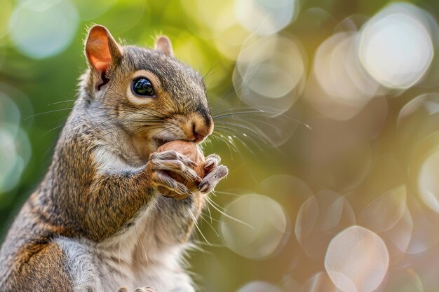 Foto um esquilo a roer uma noz