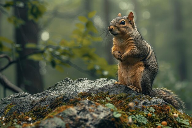 Foto um esquilo alertando a floresta para a presença de predadores um pequeno ato que beneficia a comunidade maior