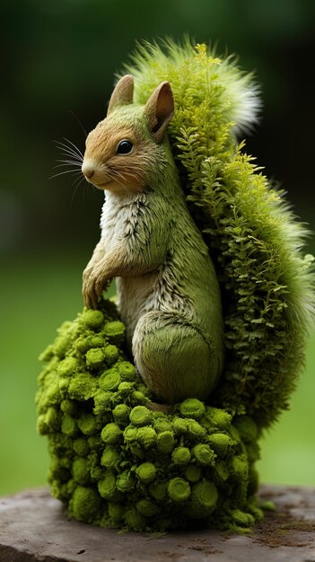 Foto um esquilo está sentado em uma planta que tem a palavra esquilo nele