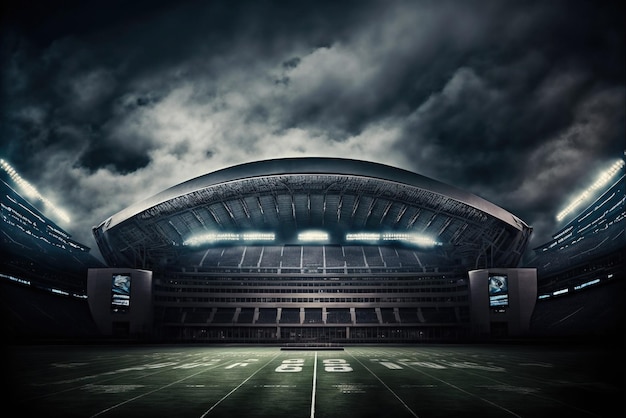 Um estádio de futebol com um fundo de céu e o número 15 nele.