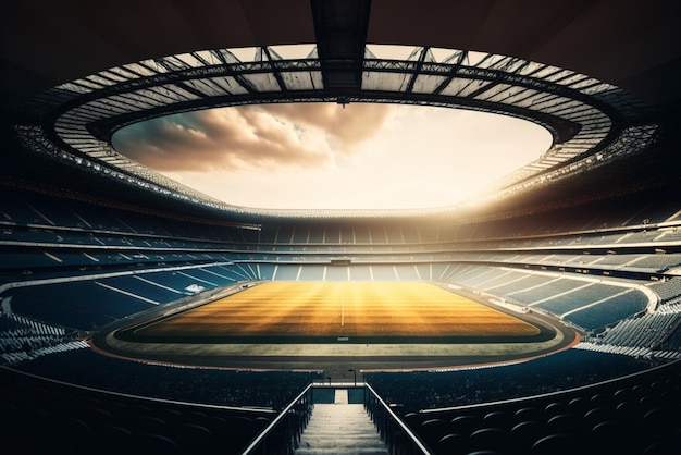 um estádio moderno vazio representando a indústria de esportes e entretenimento