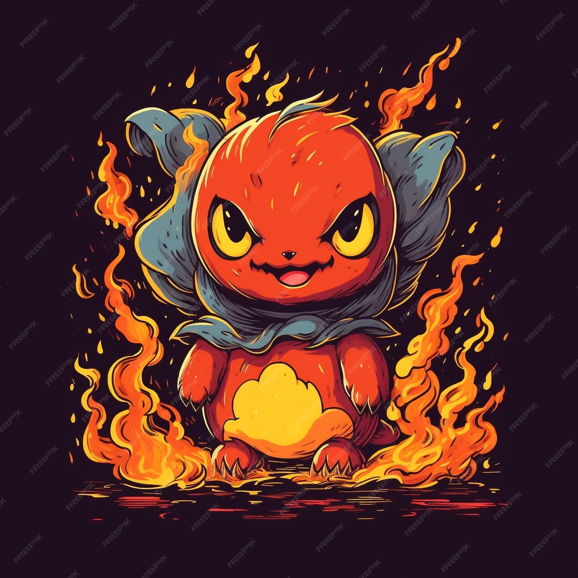 Um estilo de desenho animado detalhado lendário pokemon fire