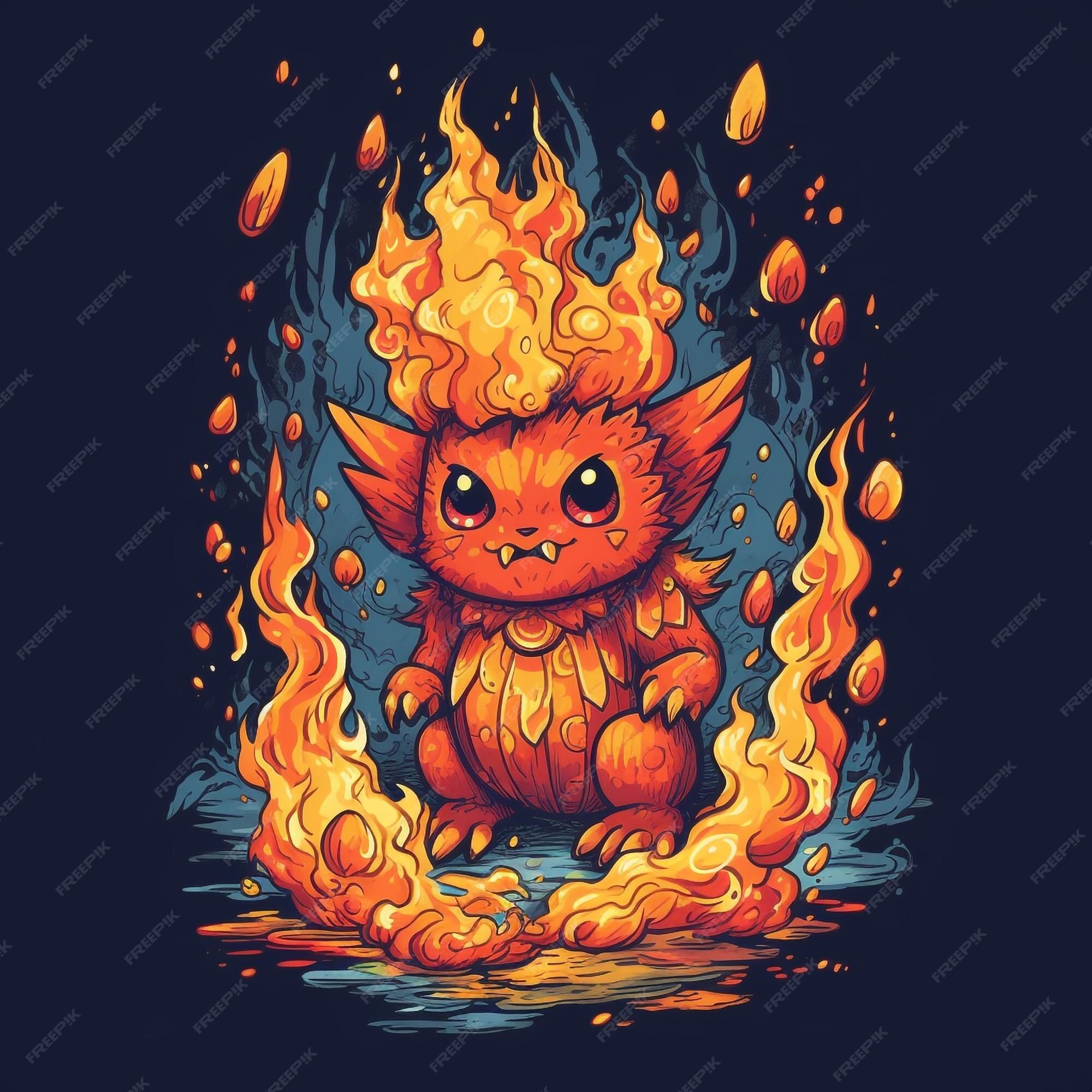 Um estilo de desenho animado detalhado lendário pokemon fire